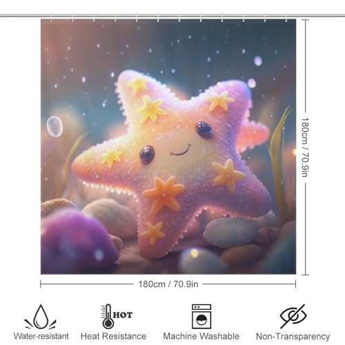 Rideau de douche imperméable Starpoisson en polyester pour éviter l'eau au sol - 4