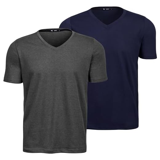 Kit 2 Camisetas Masculina Blusa Camisa Slim Fit Lisa Basica Gola em V (Chumbo e Marinho, G)