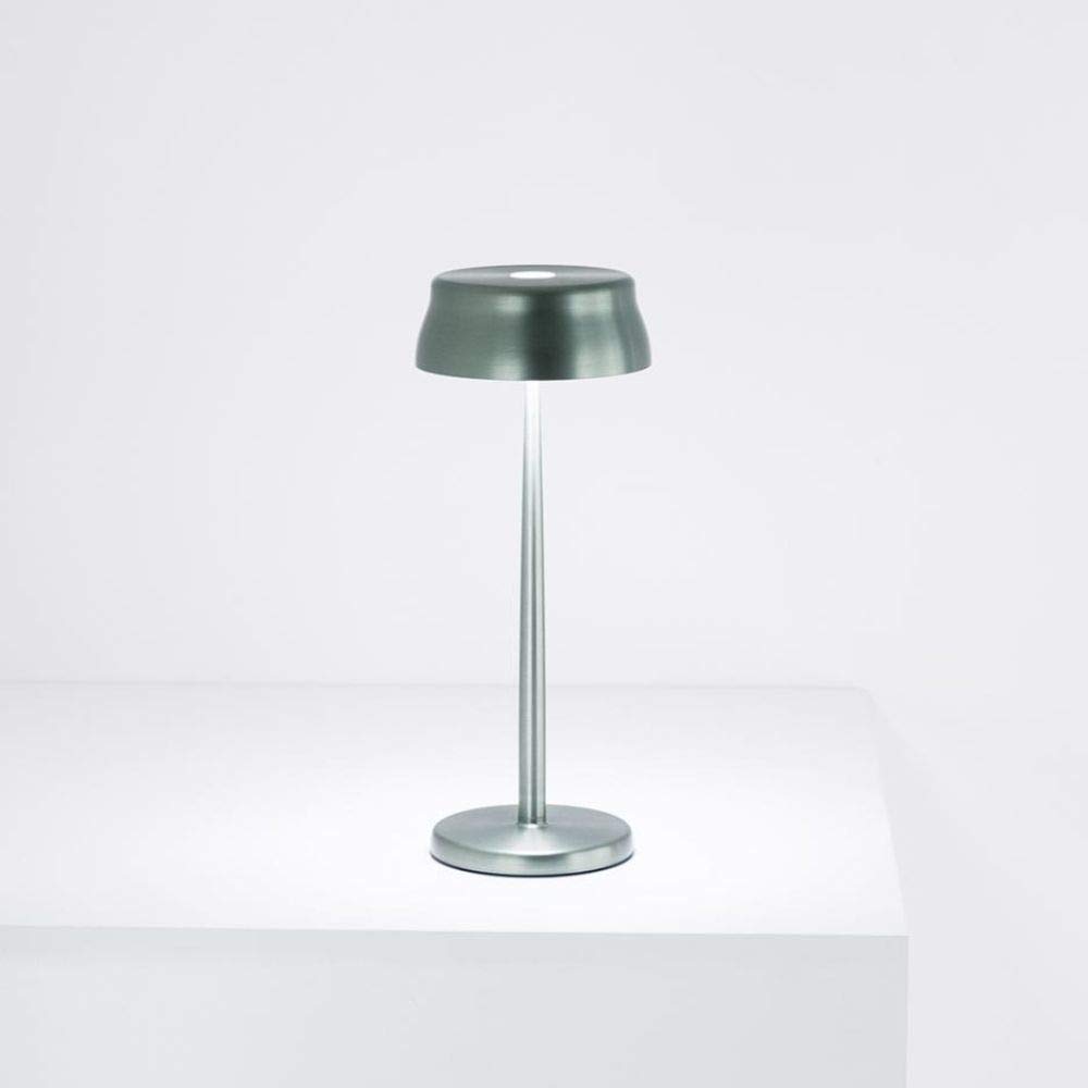 Zafferano, Lampada Sister Light, Lampada da Tavolo Ricaricabile e Senza Fili con Controllo Touch, Adatta per Salotto ed Esterni, Dimmer, 2700-4000 K, Altezza 32,8 cm, Colore Blu Anodizzato