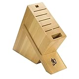 Shun Cutlery 8-Slot Kickstand Knife Block, Made from Beautiful Blonde Beech Wood, Authentic, Japanese Universal Knife Block, Knife Holder for Kitchen Counter
