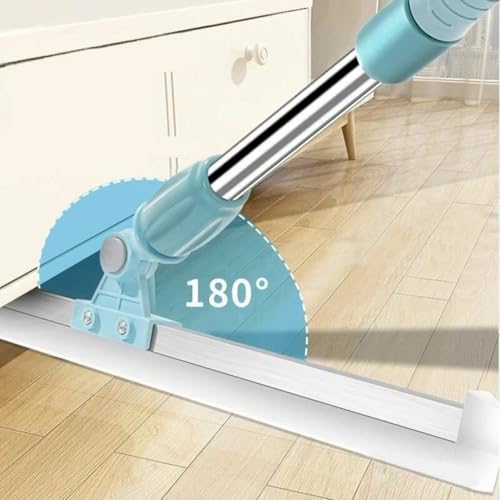 Rodo de Limpeza Silicone 2 em 1 com Raspador Silicone 50cm Cabo Retrátil 125cm Base Giratória Leve R