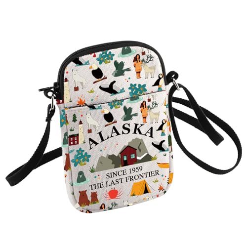 HOLLP Alaska State Crossbody Bag Alaska Souvenir Gift Alaska Last Frontier Travel Small Sling Bag Alaska Lover Gift