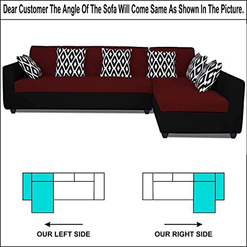 Image of Adorn India Rio Highback L Shape 6 Seater Sofa Set (Right Hand Side) (Maroon & Black)