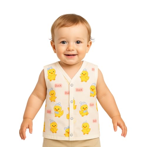 Image of Kidbea Newborn Baby Jhabla Unisex - Organic Cotton Muslin Shirt | Soft & Breathable Summer Wear for Boys & Girls | Cute Prints Infant Clothing