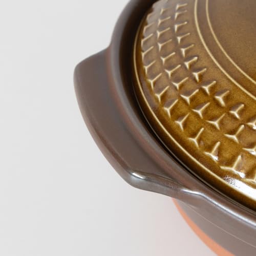 三陶 萬古焼 土鍋 8号 2-3人用 M 1500ml 電子レンジ オーブン 直火対応 CLEA AKARI (ブラウン) 日本製 32781 の商品画像 9