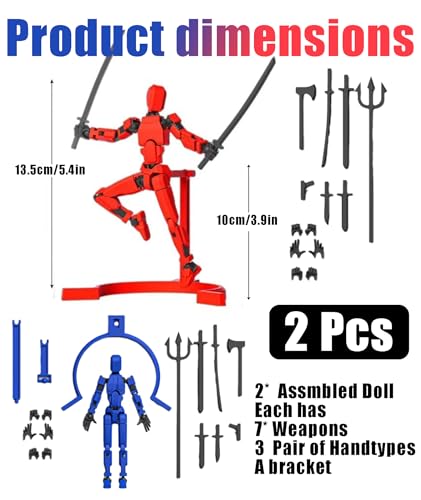 Image of 2 Pcs Stick Titans, Dummy 13, Action Figure 3D Printed Multi-Jointed Action Figures Action Figure with Design for Game Lovers Gifts