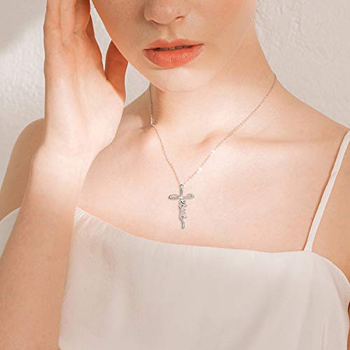 POPLYKE Cross Necklace for Women 925 Sterling Silver Faith Hope Jesus Necklace Religious Jewelry Christian Gifts for Women4
