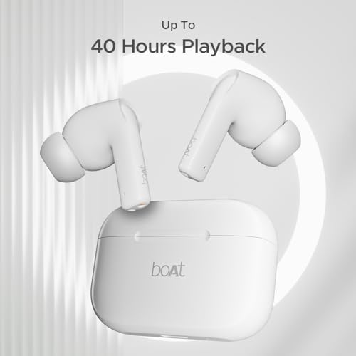 Image of Boat Airdopes 163 / Airdopes 161 Bluetooth in Ear Earbuds with 40 HRS Battery, Fast Charge, 13mm Drivers, IPX5, Quick Touch Response Control (Ivory White)