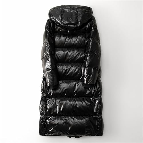 Doudoune longue noire coupe droite sans fourrure avec capuche d'hiver - 2