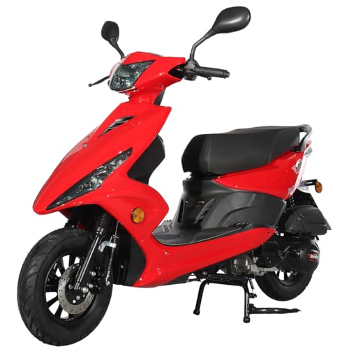X-PRO Bali 150cc Gas Moped for Adults Street Legal Gas Powered Motor Moped with 10 Aluminum Wheels Fully Automatic CVT Transmission Front Disc Brake(Red)