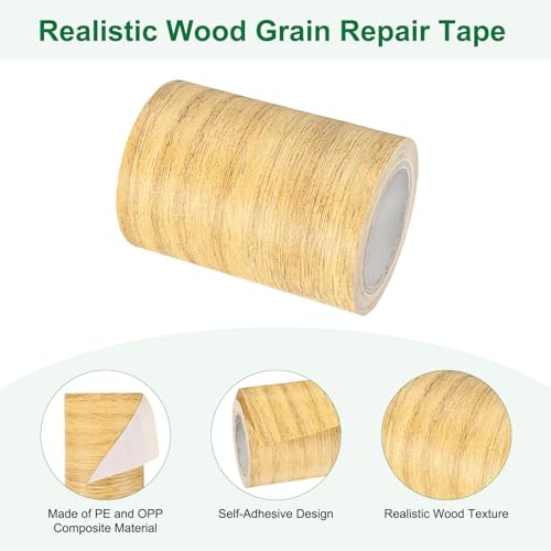 Image of M METERXITY 2-Roll Wood Grain Repair Tape, 3.15in x 15ft Textured Realistic Self-Adhesive Wood Floor Tape Contact Paper for Furniture /Floors /Home [Golden Camel Oak]