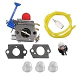 HURI Carburetor with Gasket Fuel Filter Primer Bulb Fuel Line for Zama C1Q-W40A Husqvarna 545081848 128C 128CD 128L 128LD 128LDX 128R Trimmer Brushcutter
