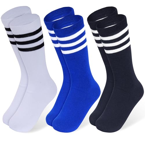 Dxhycc 3 Pairs Toddler Kids Soccer Socks Athletic Softball Baseball Socks for Boys Girls