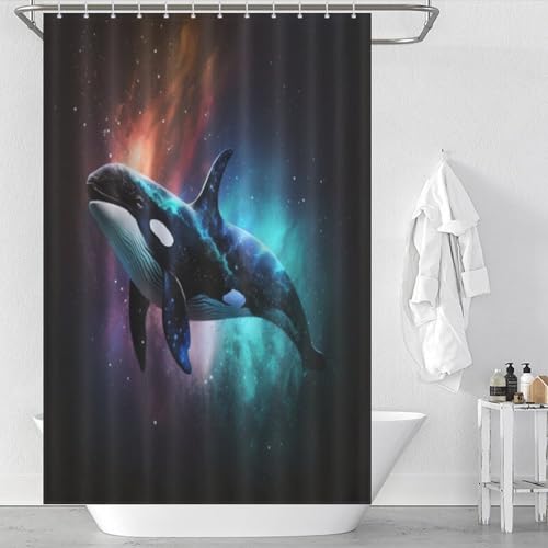 Rideau de douche baleine lavable pour éviter les projections - 2