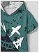 WDIRARA Boy's Two Piece Graphic Print Hooded Neck Tops and Track Shorts Clothing Set Green Black 11Y