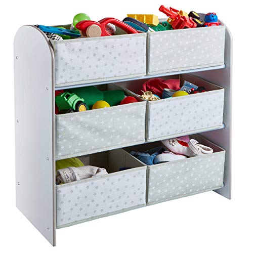 Hello Home 471GWH Unidad de Almacenamiento de Juguetes con Seis Cubos para Dormitorios Infantiles, Tela, Tamaño Aproximado: 60 cm (Altura) x 63.5 cm (Anchura) x 30 cm (Fondo)