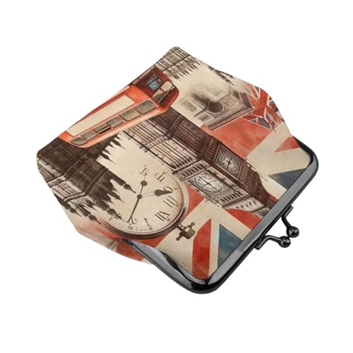 Pu Leather Buckle Coin Purse Collage-Icons-Of-London Girls Kiss-Lock Change Purse Wallets3