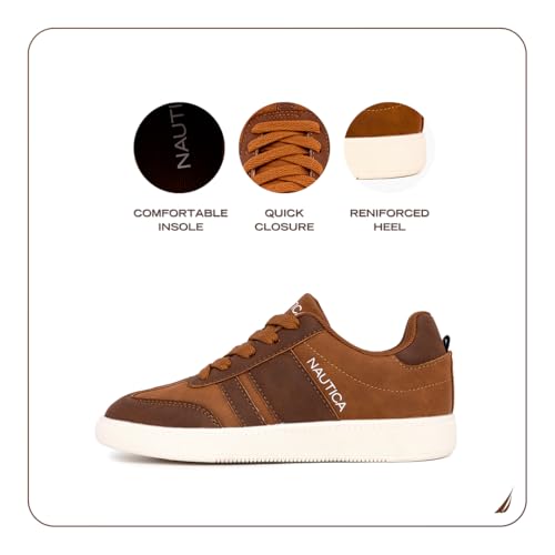 Nautica Boys Girls Casual Fashion Shoes – Comfortable Soccer Classic Walking Tennis Sneakers for Kids – Breathable, Lightweight & Flexible (Lace Up/Bungee) (Low-Top/High Top)4