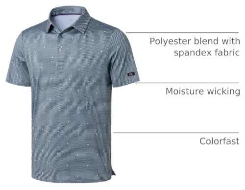 Image of Obla Mens Golf Polo Shirts Short Sleeve Dry Fit Performance Moisture Wicking Casual Print Collared Golf Shirts for Men