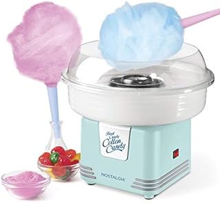 Nostalgia Retro Hard and Sugar Free Countertop Original Cotton Candy Maker, Includes 2 Reusable Cones and Scoop – Aqua