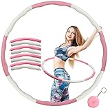 ✔【Flexible y Ajustable】8 partes extraíbles y está equipado con una hebilla de acero altamente elástica. Que son desmontables y fáciles de montar y que permiten ajustar el peso del hula hoop: 6 sesiones para niños, 7 sesiones para mujeres, 8 sesiones para hombres. Apto para mucha gente.