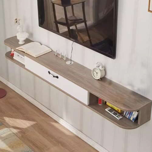 Étagère flottante à plusieurs niveaux et banc de rangement pour TV mural