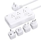TREVOLTY 2000W Voltage Converter US to Europe, 220V to 110V Converter for European Travel, Power Adapter for Hair Dryer, Universal Travel Adapter with 3 AC/ 2 USBC/ 2 USBA/EU/UK/AU/IT Plugs (White)