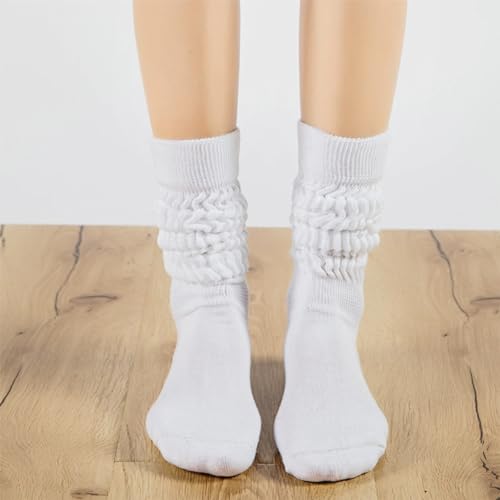 Image of 3 Pairs Women's Slouch Socks 80s 90s Neon Warm Scrunch Socks Chunky Socks Knit Scrunchie Socks Size 9 to 10