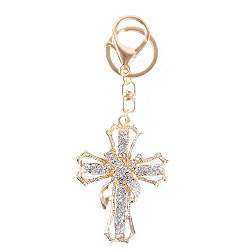 JewelBeauty Blessed & Holy Cross Keychain Keyring Crystal Rhinestones Car Bag Purse Charm