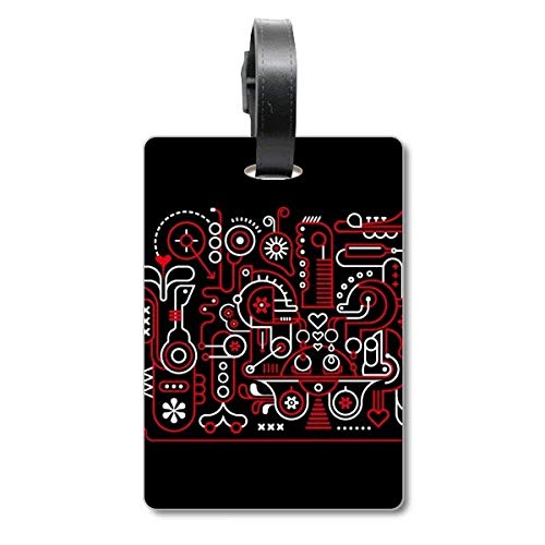 Étiquette d'identification pour valise motif abstrait rouge blanc ultra visible