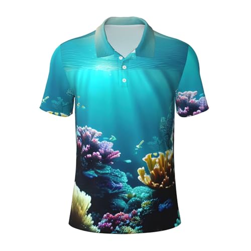 Polo anti-humidité pour homme avec motif imprimé paysage sous-marin