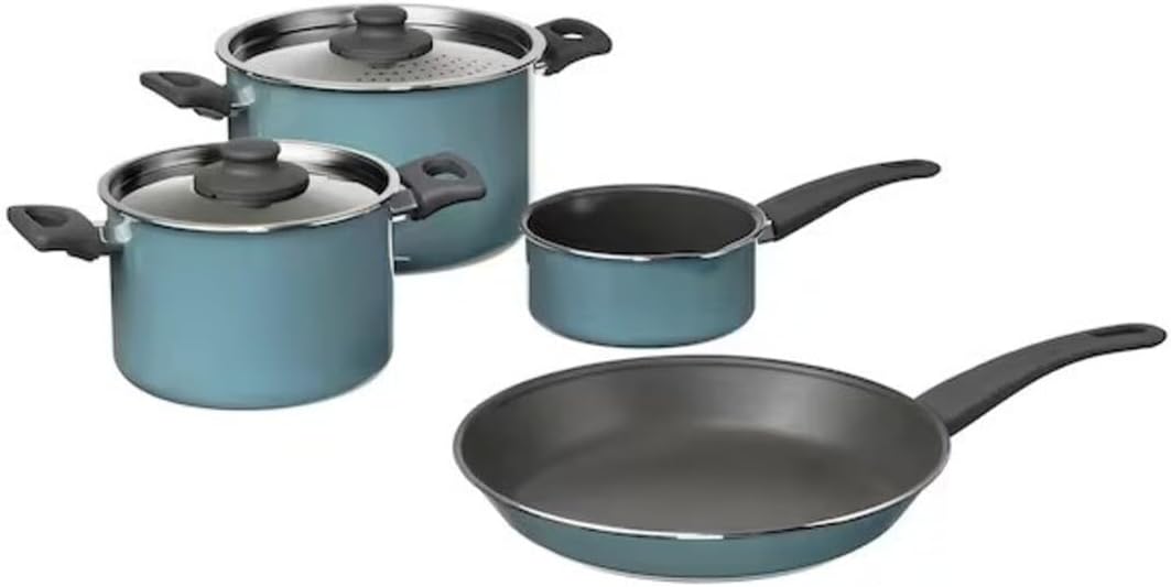 Digital Shoppy HEMLAGAD 6-Piece cookware Set, Grey/Grey-Blue