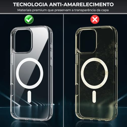[Capa Mag-safe para iPhone 15] Capinha Clear Case Magnetica Premium com Proteção de Camera Compative