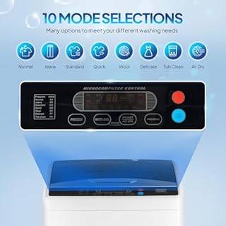 ROVSUN 25LBS Portable Washing Machine, Full-Automatic Electric Laundry Machine with Stainless Steel Drum, Compact Washer and Spin Dryer Combo with Drain Pump for Home, Apartment