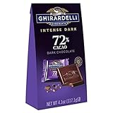 GHIRARDELLI Intense Dark Chocolate Squares, 72% Cacao Chocolate for Holiday Gifts and Stocking Stuffers, 4.1 Oz Bag (Pack of 6)