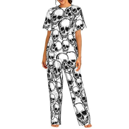 Pyjama manches courtes femme crânes contre les nuits d'été trop chaudes