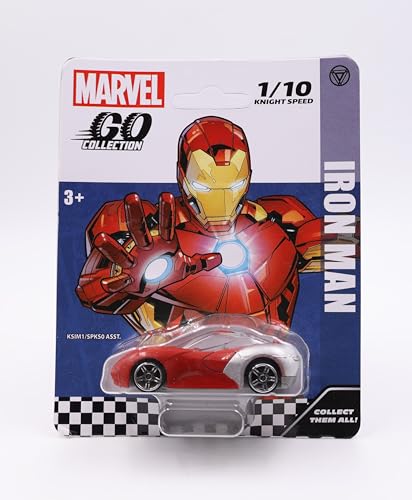 Image of Marvel Go Collection | Knight Speed | Iron Man | 1:64 Diecast Toy Car | Ages 3 and Up | Collect Them All, Red