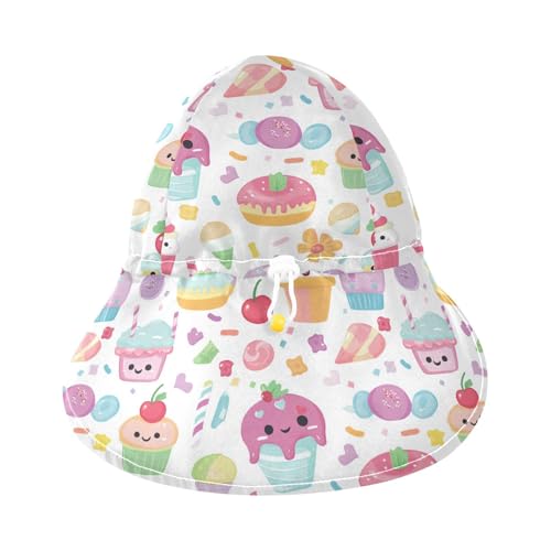 Cartoon Cute Color Ice Cream Dessert Toddler Boy Girl Beach Hat Baby Boys Beach Girls UPF 50+ Protection Neck Flap Traveling Camping3