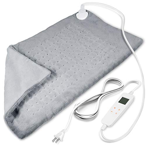 NOLTSE Large Heating Pad for Back Pain Relief, Electric with 6 Heat Settings & Auto Shut Off, Weighted Pads Moist Dry Therapy, Pet pad, Machine Washable, 12*24inch,Gray