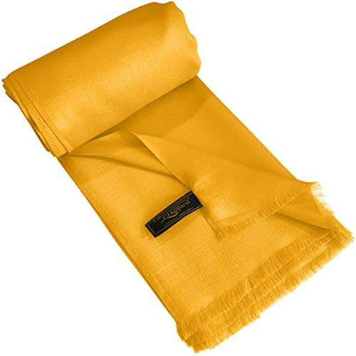 CJ Apparel Princeton Orange Solid Colour Fringe Design Nepalese Shawl Seconds Scarf Wrap Stole Throw Head Wrap Pashmina Hand Made in Nepal - Image 2