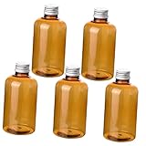 Veemoon 10 Piezas Botellas Plásticas Rellenable para Loción con Tapa de Aluminio y Tapón Interior Transparente Color Marrón para Maquillaje y Perfumes Interior y Exterior