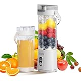 Portable Personal Electric USB Juicer，600ML Mini Blender Portable Blender For Shakes and Smoothies juice，12 Blades Great for Mixing，Compact、Convenient and Versatile (white)