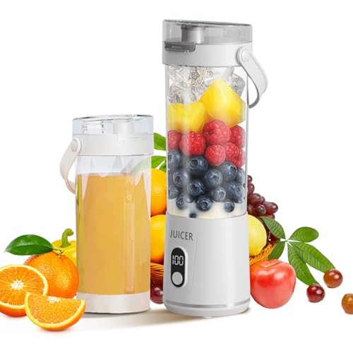 Portable Personal Electric USB Juicer，600ML Mini Blender Portable Blender For Shakes and Smoothies juice，12 Blades Great for Mixing，Compact、Convenient and Versatile (white) by Oxzeps - Used condition - US$13.91