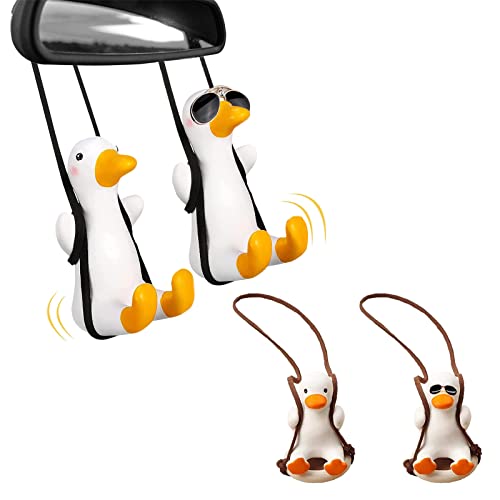 Swinging Duck Ornement à Suspendre Pour Voiture 4 Pièces Différents Modèles Canard Balançoire Voiture Auto Rétroviseurs Charmes Décoration Rétroviseur Voiture Voiture Suspendus Accessoires Cover