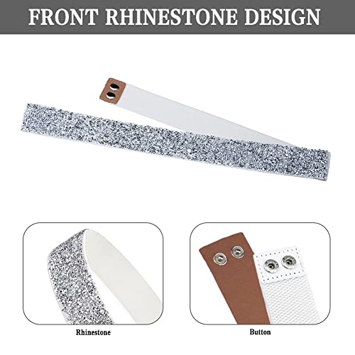 Rhinestone Elastic PU Leather Belt Shiny Crystal Stretch Waist Belt Wide Waist Band for Women Dress4