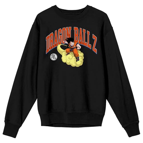 Bioworld Dragon Ball Z Goku Riding Cloud Crew Neck Long Sleeve Adult Black Sweatshirt