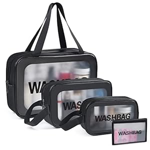 4pcs PU Leather Portable Toiletry Bags with Handle, Translucent Waterproof travel Make up Bags for Women, Large Capacity Travel Cosmetic Bags