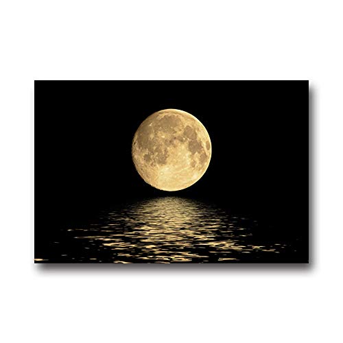 Toile lune noire et blanche pour salon contemporain | Poster abstrait KEBIA