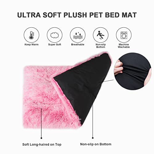 Vonabem Large Dog Bed Crate Pad, Deluxe Plush Soft Fluffy Pink Pet Beds,Washable Anti-Slip Dog Crate Bed For Large Medium Small Dogs And Cats,Dog Mats For Sleeping Kennel Pad 42Inch #TOP4