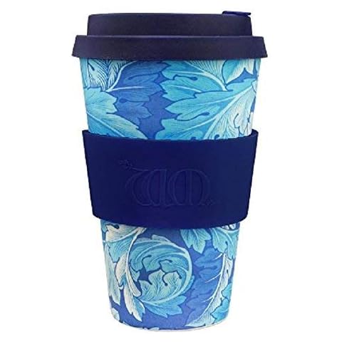 3XWilliam Morris: Acanthus with Deep Blue Silicone 14oz, Reusable and Friendly Takeaway Cover